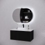 London Matte Black Oval LED Shaving Cabinet 870 * 600